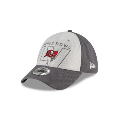 Grey Tampa Bay Buccaneers Hat - New Era NFL Super Bowl LV 39THIRTY Stretch Fit Caps USA5140278